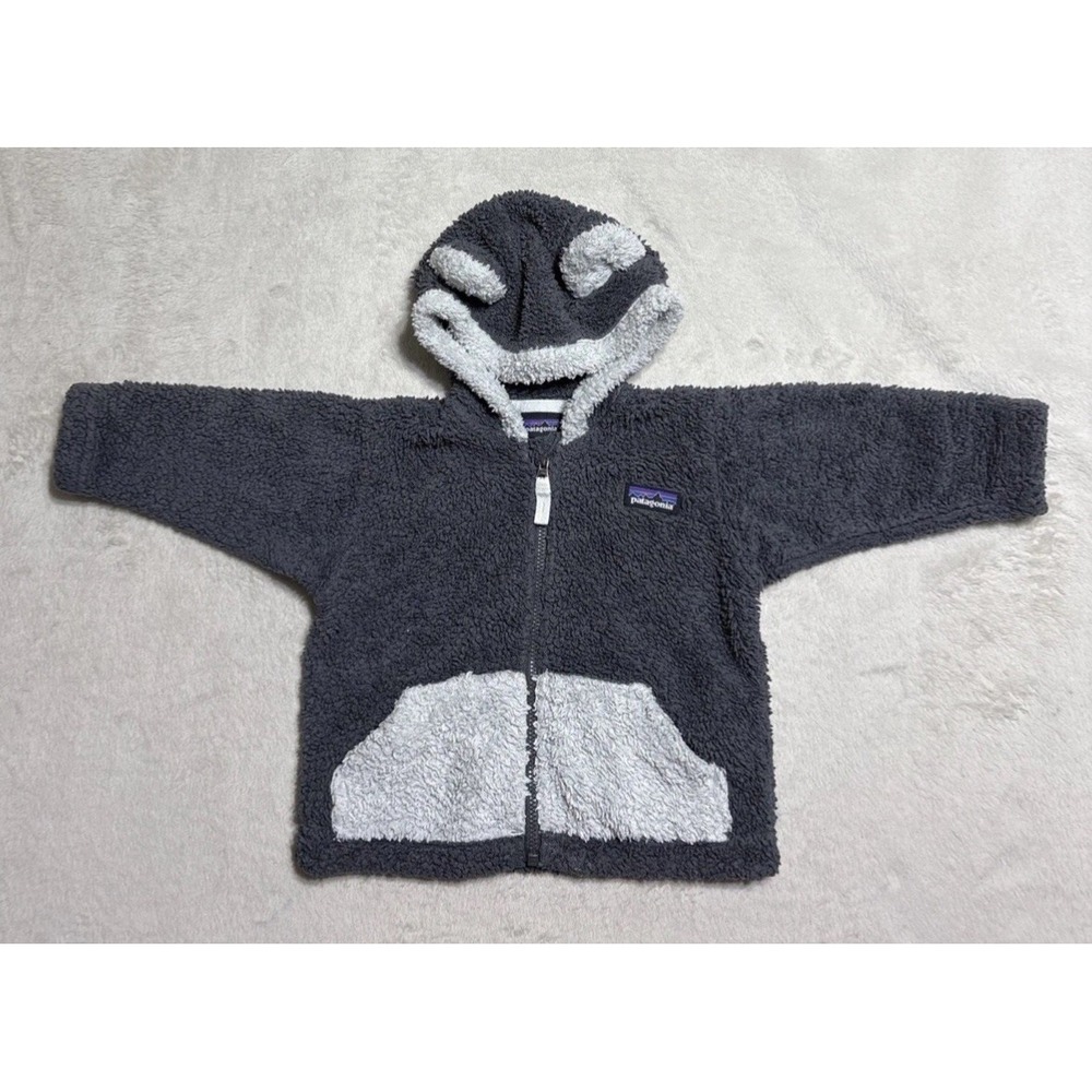 Patagonia Baby Furry Friends 3-6 Months Hooded Fleece Jacket Bear Ears Zip Up
